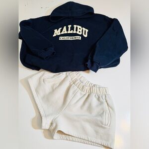 Navy Malibu Hoodie and White Shorts Set